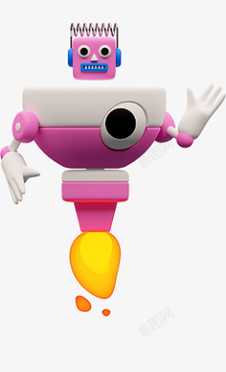 游戏3d图标粉红机器人素材