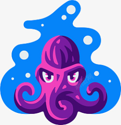 紫色章鱼紫色的手绘章鱼高清图片