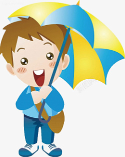 打伞的男孩小男孩在打伞高清图片