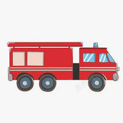 卡车插画卡通手绘消防工具消防车插画高清图片