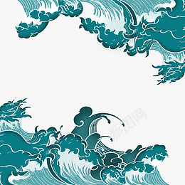 国潮中国风插画手绘海浪psd免抠素材_新图网 https://ixintu.com 国潮 中国风 插画 手绘 海浪