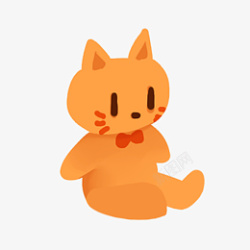 橙色玩偶手绘风猫咪玩偶卡通橙色可爱橘猫高清图片