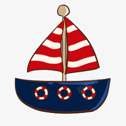 帆船图案手绘插画素材