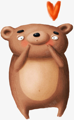 卡通手绘棕熊熊包素材