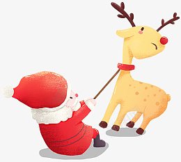 圣诞老人拽麋鹿圣诞节元素png免抠素材_新图网 https://ixintu.com 圣诞节 圣诞老人 圣诞麋鹿 圣诞元素