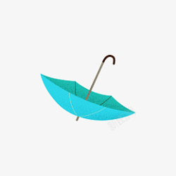 蓝绿色雨伞插画素材