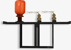 中式复古相框中式素材灯笼置物架高清图片
