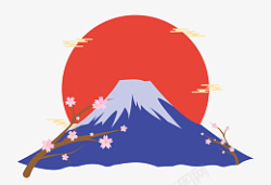 日本和式日式元素富士山和樱花高清图片
