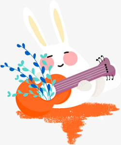 弹吉他的兔子可爱图素材