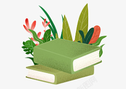 植物装扮绿色植物手绘素材元素书本高清图片