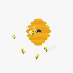 手绘蜂巢和蜜蜂免抠图素材
