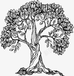 手绘枝繁叶茂的树木png免抠素材_新图网 https://ixintu.com 手绘 树叶 植物 树
