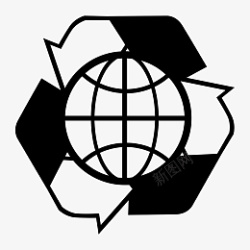 全球循环图标黑白矢量图素材