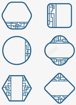 中式传统元素窗格装饰边框标题框素材