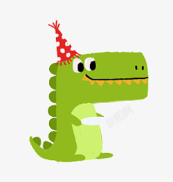 生日快乐绿色小恐龙素材