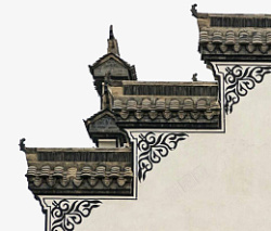 中国风徽派建筑屋檐素材素材