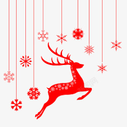 雪花圣诞字雪花麋鹿圣诞挂饰高清图片