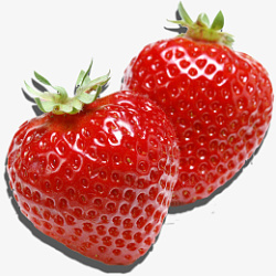 色泽鲜艳色泽鲜艳的两个大草莓高清图片