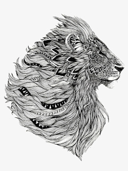 手绘狮子缠绕画素材