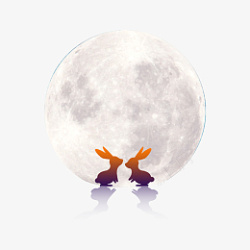 在月亮前面的小兔子素材