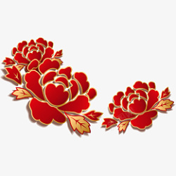 红色中秋花卉免扣素材