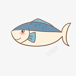 可爱海洋动物蓝背鱼插画练素材