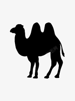 黑白简约风格骆驼剪影矢量元素素材