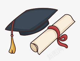 学士帽和学位证书PNG免抠图png免抠素材_新图网 https://ixintu.com 卡通学士帽 学位证书 学历证书 毕业证书 学士帽 毕业证 毕业