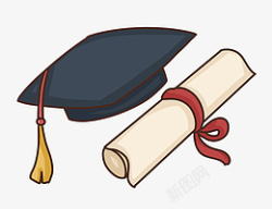 学位证书学士帽和学位证书PNG免抠图高清图片