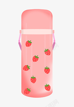 粉色草莓水杯插画png免抠素材_新图网 https://ixintu.com 草莓花纹水杯 保温杯插画 漂亮的水杯 粉色的水杯 手绘水杯
