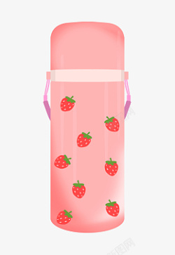 花纹水杯粉色草莓水杯插画高清图片