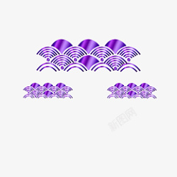中国风云纹小标签装饰中国风紫色装饰元素高清图片