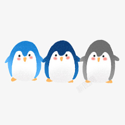 三只企鹅手绘可爱三只小企鹅高清图片
