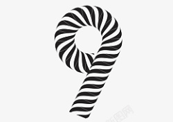 斑马数字黑白艺术数字9高清图片