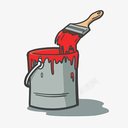 油漆桶包装免扣卡通红色油漆高清图片