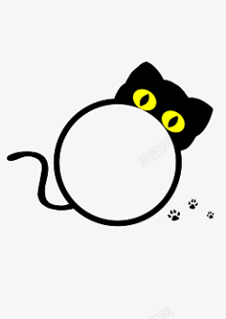 黄尾巴黑猫诱惑暗系边框高清图片