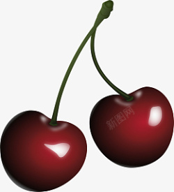 好吃的樱桃手绘的红色大樱桃高清图片