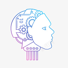渐变色人工智能机器人齿轮大脑高科技怖png免抠素材_新图网 https://ixintu.com 人工智能 机器人 高科技 AI 大脑 未来 渐变 科技 简约 线条 齿轮 头