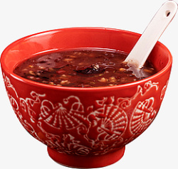 红豆粥素材八宝粥勺子红豆粥红色福新春高清图片