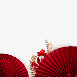 日本装饰花折扇中式折扇装饰元素高清图片