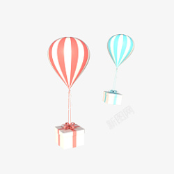 C4D立体情人节漂浮气球装饰素材素材