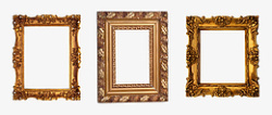 金色欧式花纹浮雕照片框相框素材