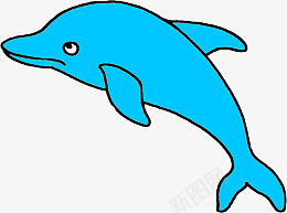 蓝色海豚动漫png免抠素材_新图网 https://ixintu.com 蓝色 海豚 跳跃 鱼