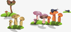 蘑菇校园草地素材