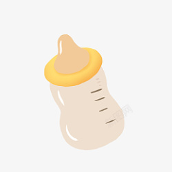 黄色婴儿宽身奶瓶插画素材