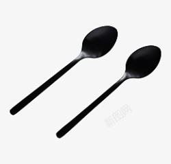 两个黑色的一次性勺子素材