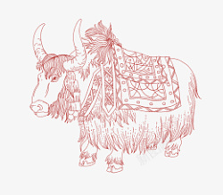 西藏牦牛线稿素材