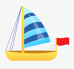 黄色的卡通小帆船png免抠素材_新图网 https://ixintu.com 水上交通工具 红色的旗子 蓝色的风帆 黄色的小船 帆船插画 帆船