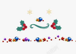圣诞节彩球圣诞彩灯雪花装饰元素素材