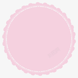 圆形镂空花边可爱粉色蕾丝标签框高清图片